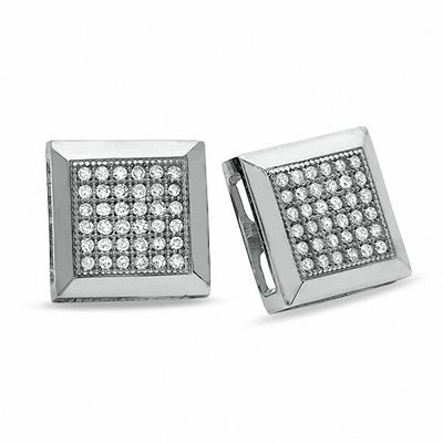 1/5 CT. T.W. Diamond Square Framed Earrings in 10K White Gold