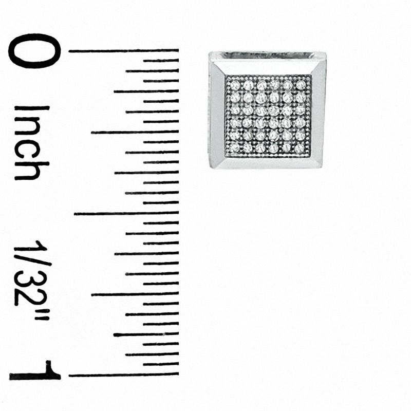 Main Image 2 of 1/5 CT. T.W. Diamond Square Framed Earrings in 10K White Gold