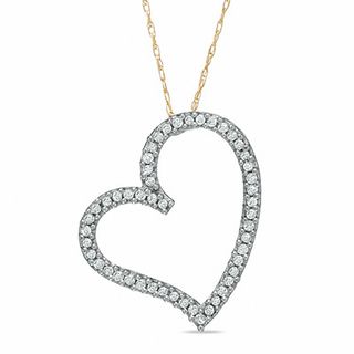 1/5 CT. T.W. Diamond Abstract Heart Pendant in 10K Gold - 17"