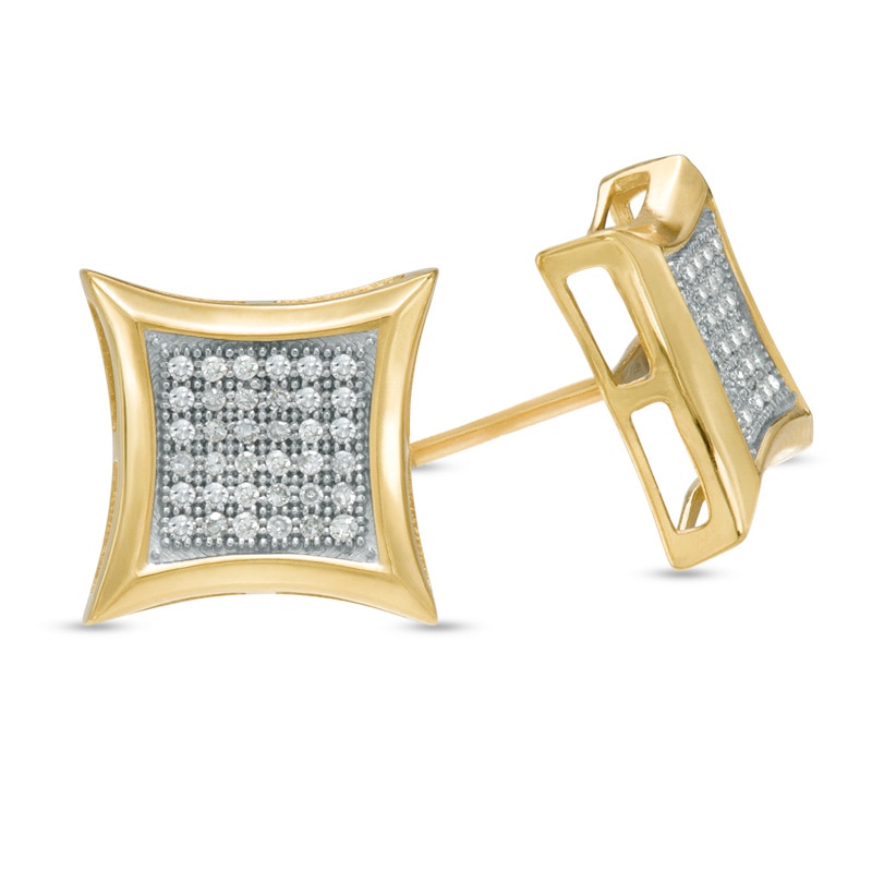 1/5 CT. T.W. Diamond Curved Square Earrings in 10K Gold