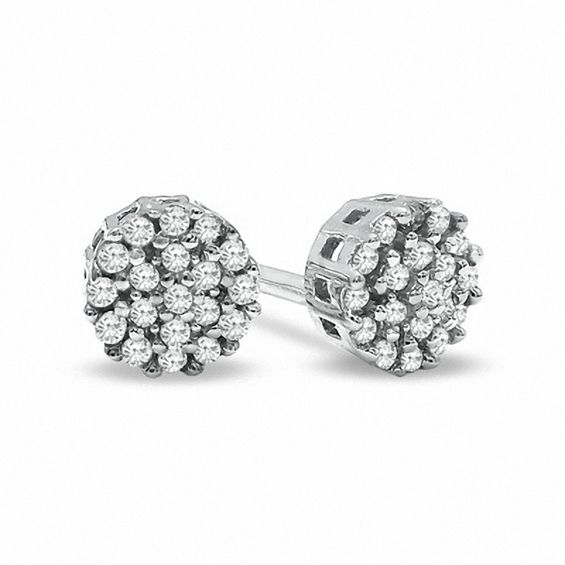 1/10 CT. T.W. Diamond Composite Stud Earrings in 10K White Gold