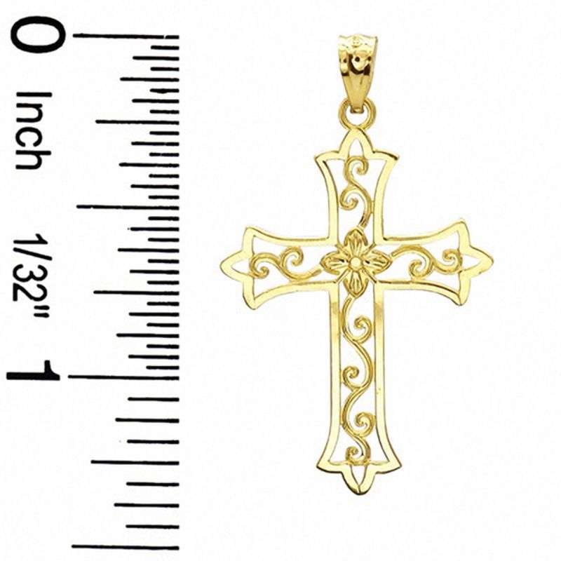 Main Image 2 of Flower Cross Charm in 10K Gold
