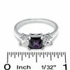 Thumbnail Image 2 of 6.0mm Princess-Cut Purple and White Cubic Zirconia Three Stone Ring in Sterling Silver
