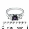 Thumbnail Image 3 of 6.0mm Princess-Cut Purple and White Cubic Zirconia Three Stone Ring in Sterling Silver