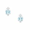 Thumbnail Image 0 of 4mm Heart-Shaped Aquamarine Stud Earrings in 10K White Gold with CZ