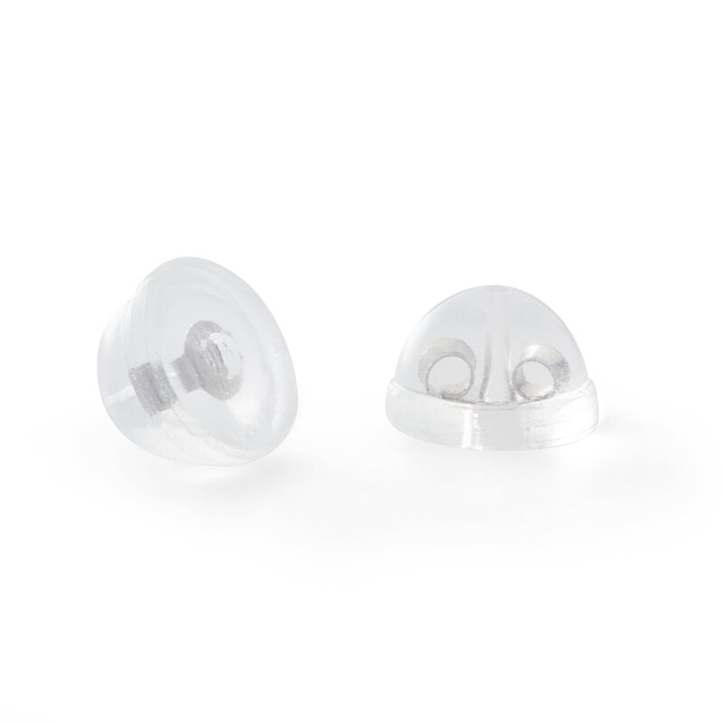 4mm Heart-Shaped Simulated Opal Stud Earrings in 10K White Gold with CZ