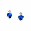 Thumbnail Image 1 of 4mm Heart-Shaped Lab-Created Sapphire Stud Earrings in 10K White Gold with CZ
