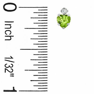 4mm Heart-Shaped Peridot Stud Earrings in 10K White Gold with CZ