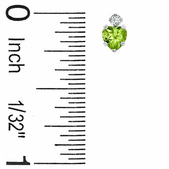 4mm Heart-Shaped Peridot Stud Earrings in 10K White Gold with CZ