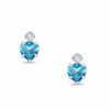 Thumbnail Image 1 of 4mm Heart-Shaped Blue Topaz Earrings in 10K White Gold with CZ