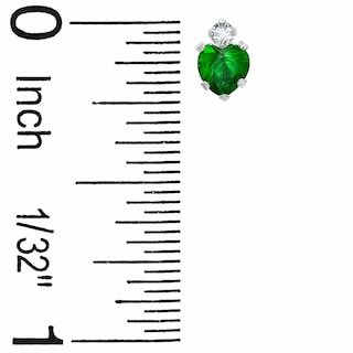 4mm Heart-Shaped Simulated Emerald Stud Earrings in 10K White Gold with CZ