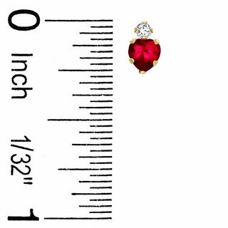4mm Heart-Shaped Lab-Created Ruby Stud Earrings in 10K White Gold with CZ
