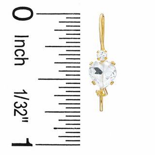 5mm Heart-Shaped White Topaz Drop Earrings in 10K Gold with CZ