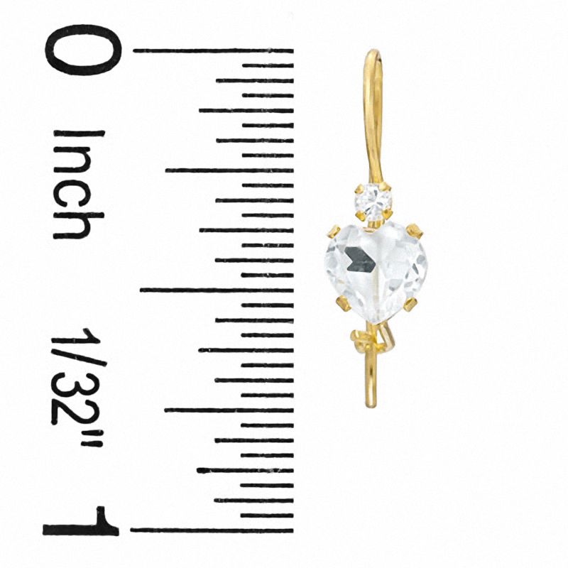 Main Image 2 of 5mm Heart-Shaped White Topaz Drop Earrings in 10K Gold with CZ