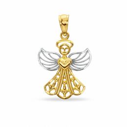 Cutout Angel with Heart Charm in 10K Two-Tone Gold
