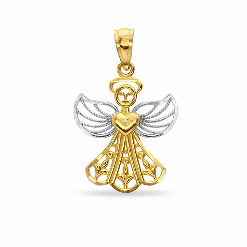 Main Image 1 of Cutout Angel with Heart Charm in 10K Two-Tone Gold