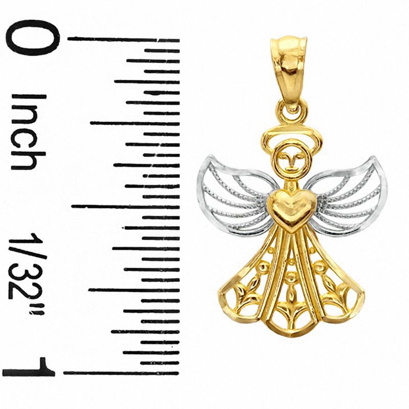 Main Image 2 of Cutout Angel with Heart Charm in 10K Two-Tone Gold