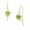 Thumbnail Image 1 of 5mm Heart-Shaped Peridot Drop Earrings in 10K Gold with CZ