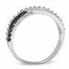 Black and White Cubic Zirconia Crossover Ring in Sterling Silver - Size 8