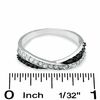 Black and White Cubic Zirconia Crossover Ring in Sterling Silver - Size 8