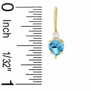 5mm Blue Topaz Drop Earrings in 10K Gold with CZ