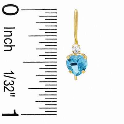 5mm Blue Topaz Drop Earrings in 10K Gold with CZ