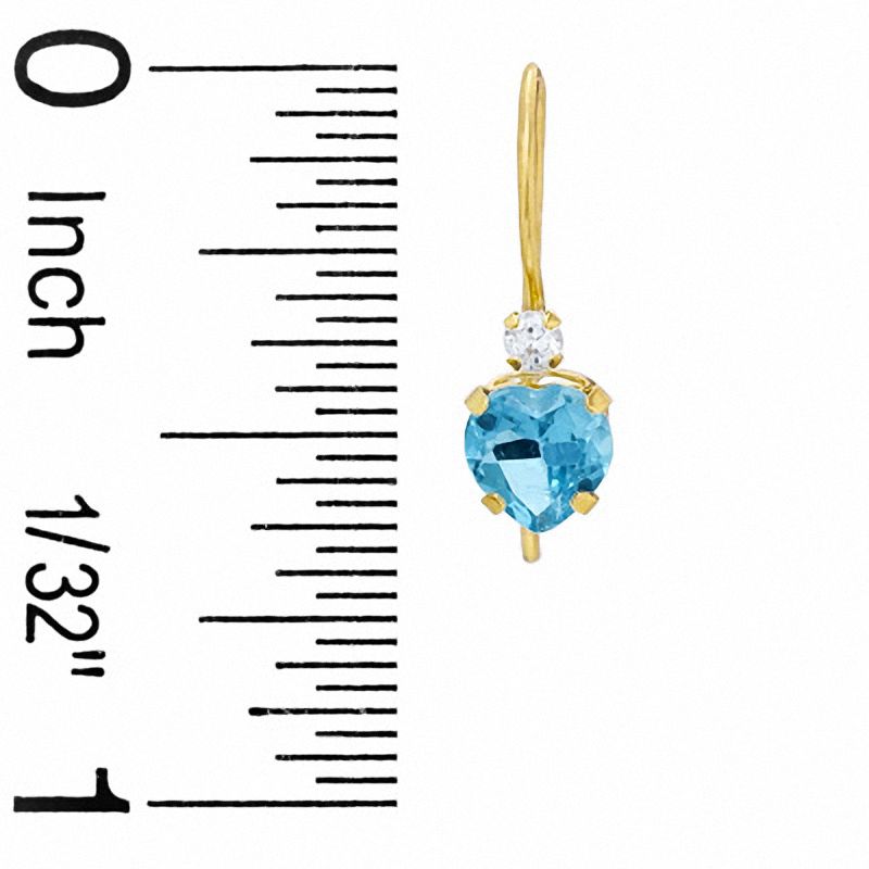Main Image 2 of 5mm Blue Topaz Drop Earrings in 10K Gold with CZ
