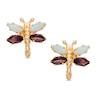 Thumbnail Image 1 of Simulated Opal and Amethyst Dragonfly Stud Earrings in 10K Gold