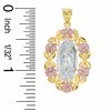 Thumbnail Image 2 of Diamond-Cut Our Lady of Guadalupe with Roses Tri-Tone Necklace Charm in 10K Gold