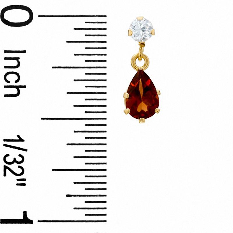 Pear-Shaped Garnet Drop Earrings in 10K Gold with CZ