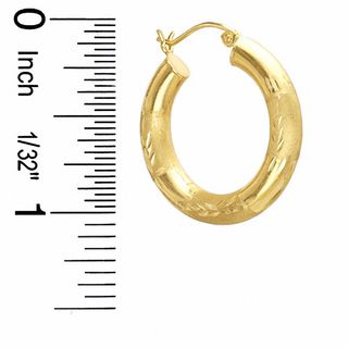 10K Gold 24.5mm Florentine Hoop Earrings