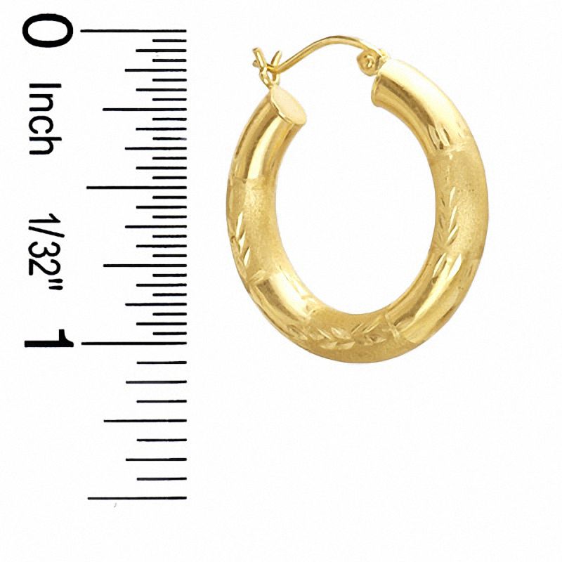 10K Gold 24.5mm Florentine Hoop Earrings