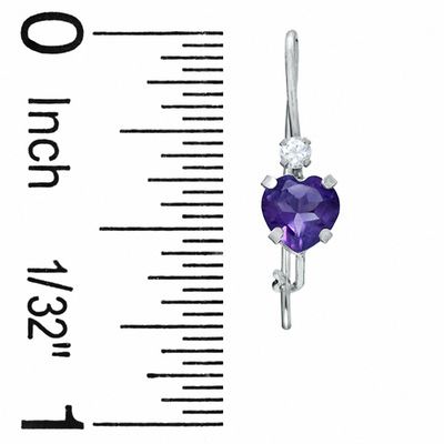 5mm Heart-Shaped Amethyst Drop Earrings in 10K White Gold with CZ