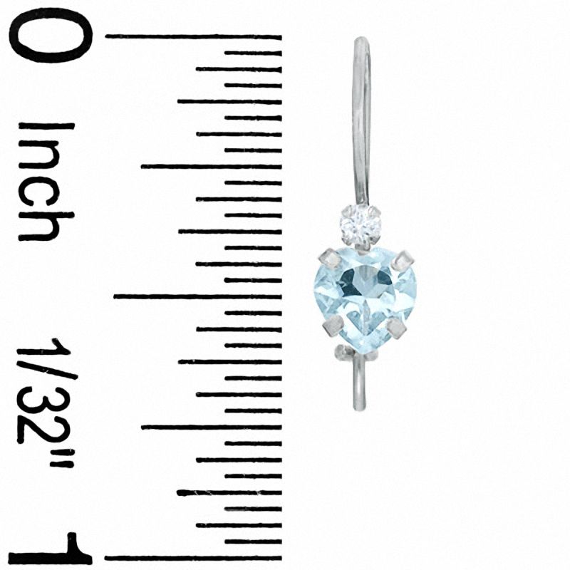 5mm Heart-Shaped Aquamarine Drop Earrings in 10K White Gold with CZ