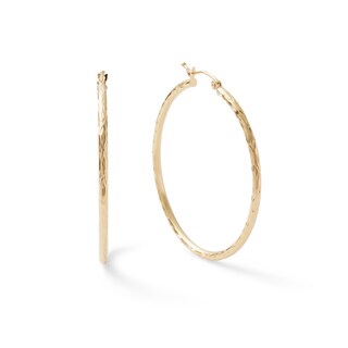 40mm Diamond-Cut Hoop Earrings in 10K Tube Hollow Gold