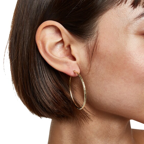 40mm Diamond-Cut Hoop Earrings in 10K Tube Hollow Gold