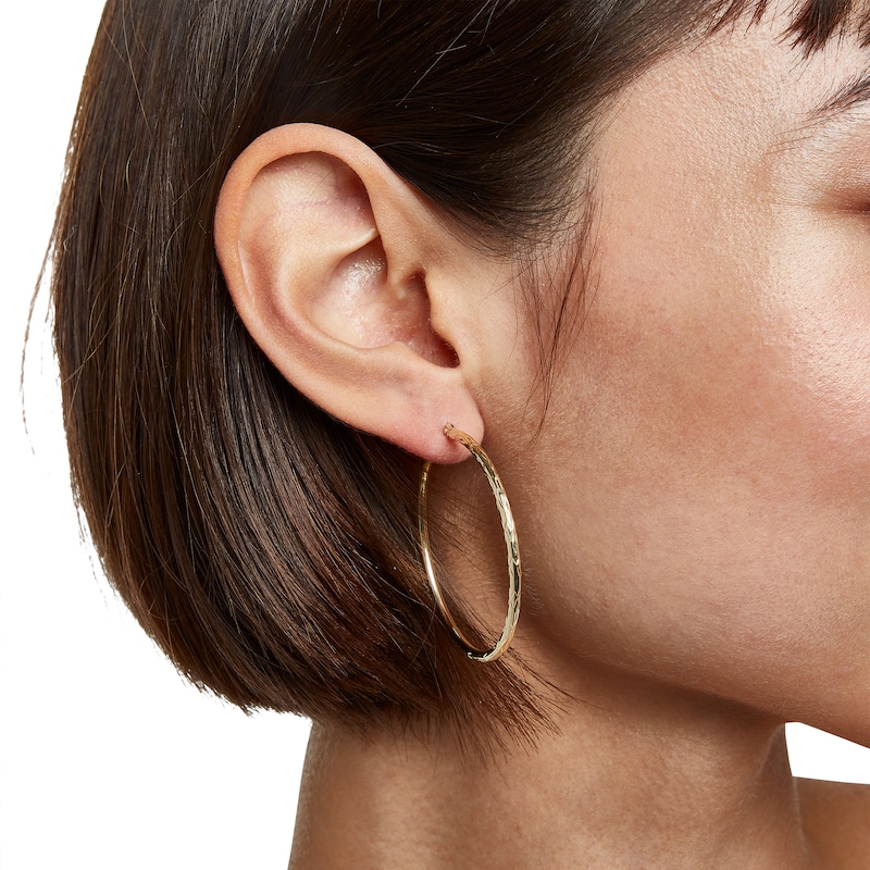 40mm Diamond-Cut Hoop Earrings in 10K Tube Hollow Gold
