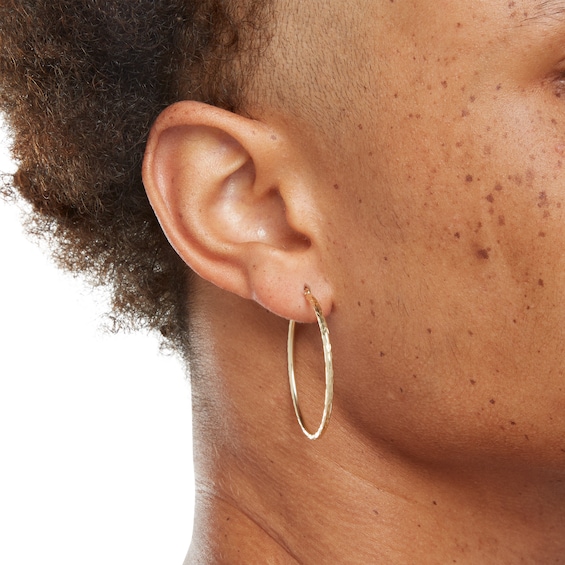 40mm Diamond-Cut Hoop Earrings in 10K Tube Hollow Gold