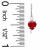 5mm Heart-Shaped Lab-Created Ruby Drop Earrings in 10K White Gold with CZ
