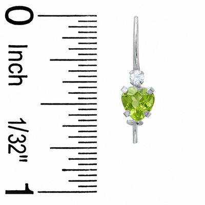 5mm Heart-Shaped Peridot Drop Earrings in 10K White Gold with CZ