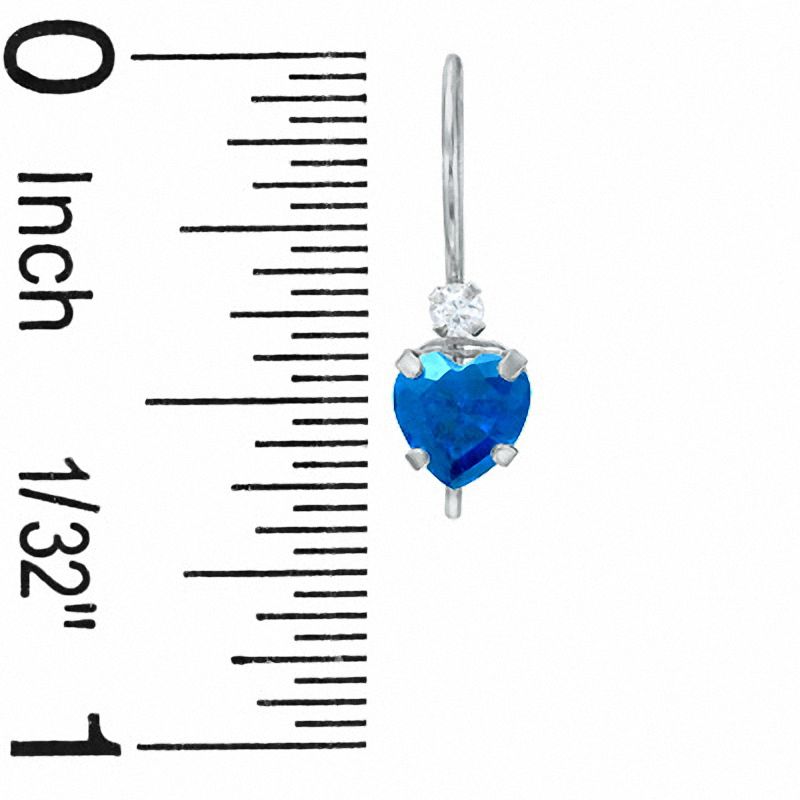 5mm Heart-Shaped Lab-Created Sapphire Drop Earrings in 10K White Gold with CZ