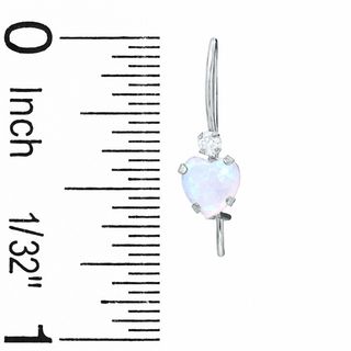 5mm Heart-Shaped Lab-Created Opal Earrings in 10K White Gold with CZ