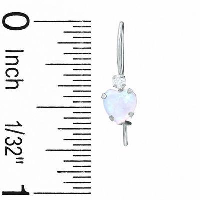 5mm Heart-Shaped Lab-Created Opal Earrings in 10K White Gold with CZ
