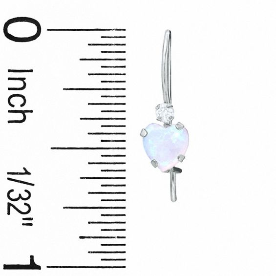 5mm Heart-Shaped Lab-Created Opal Earrings in 10K White Gold with CZ