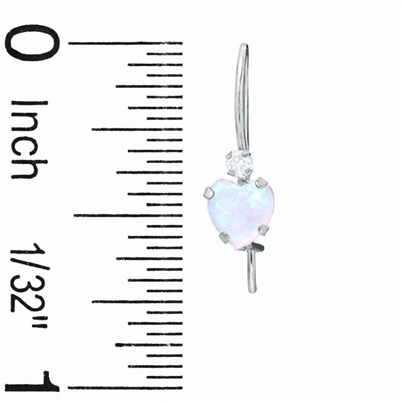 5mm Heart-Shaped Lab-Created Opal Earrings in 10K White Gold with CZ