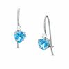 5mm Heart Blue Topaz Drop Earrings in 10K White Gold with CZ