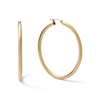 10K Tube Hollow Gold Polished Hoops