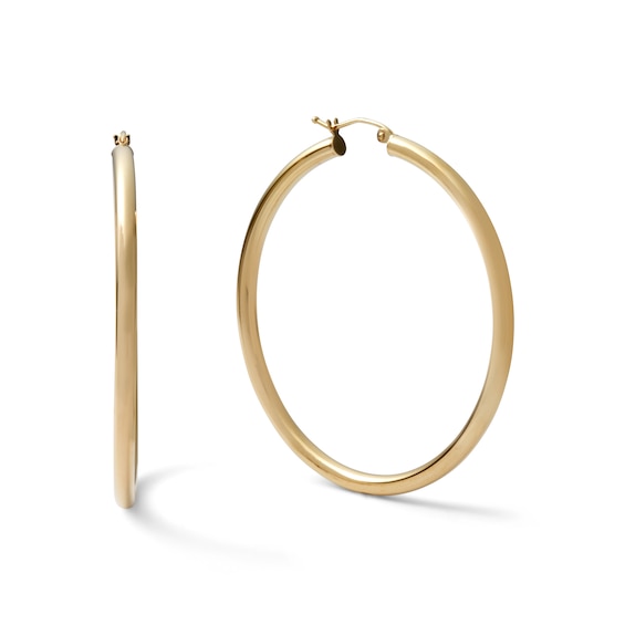 10K Tube Hollow Gold Polished Hoops