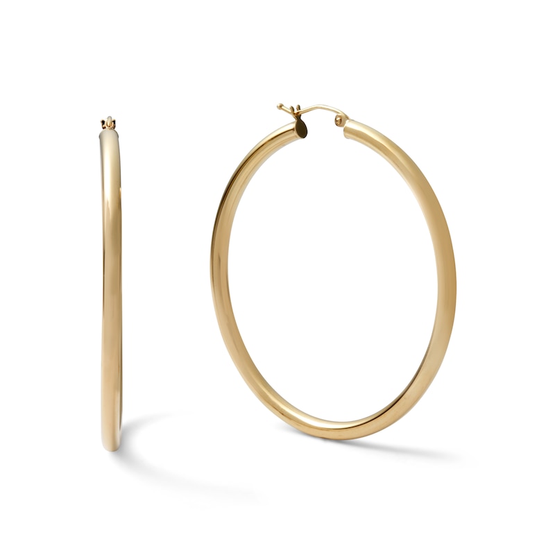 10K Tube Hollow Gold Polished Hoops
