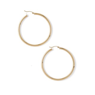 10K Tube Hollow Gold Polished Hoops